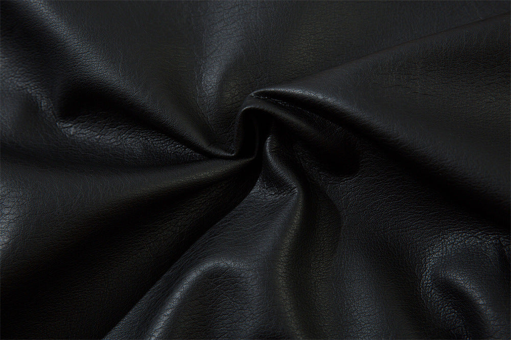 European And American Letters Affixed Cloth Embroidered Loose Leather Coat Coat